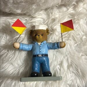 Sailor Bear Figurine with Flags